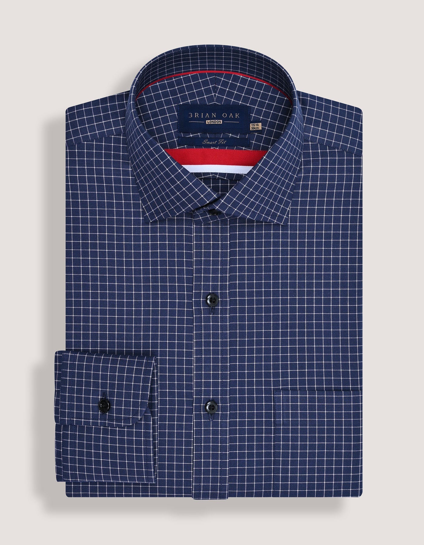 Smart Fit Navy Cotton Check Shirt