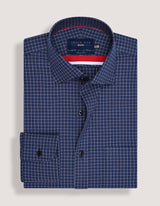 Smart Fit Navy Cotton Check Shirt