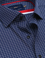 Smart Fit Navy Cotton Check Shirt