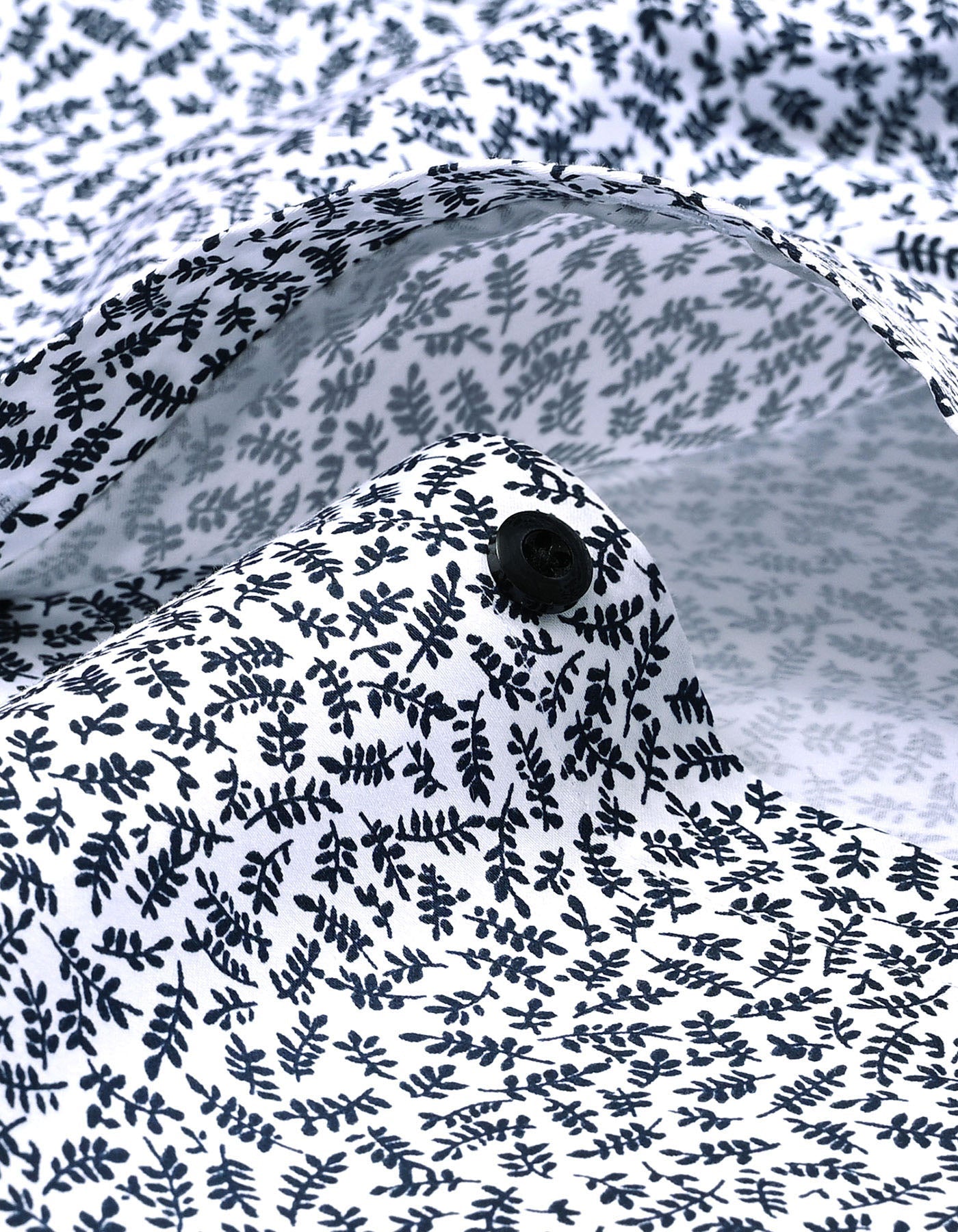 White Formal Shirt with Monochrome Leaf Print