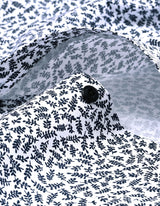 White Formal Shirt with Monochrome Leaf Print