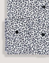 White Formal Shirt with Monochrome Leaf Print