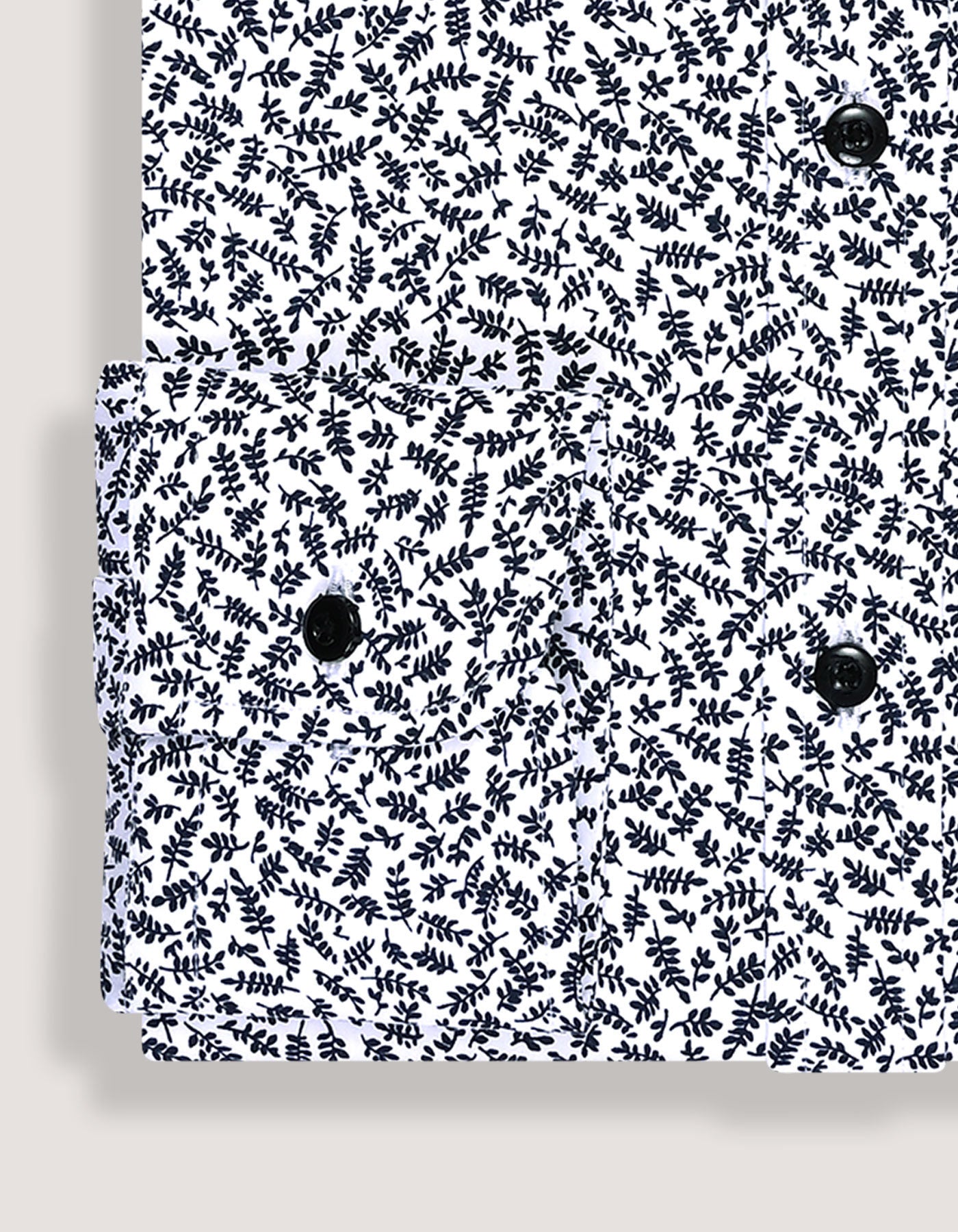 White Formal Shirt with Monochrome Leaf Print