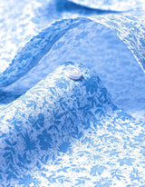 White and Sky Blue Botanical Print Formal Shirt