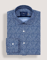Modern Fit Navy Printed Dress Shirt