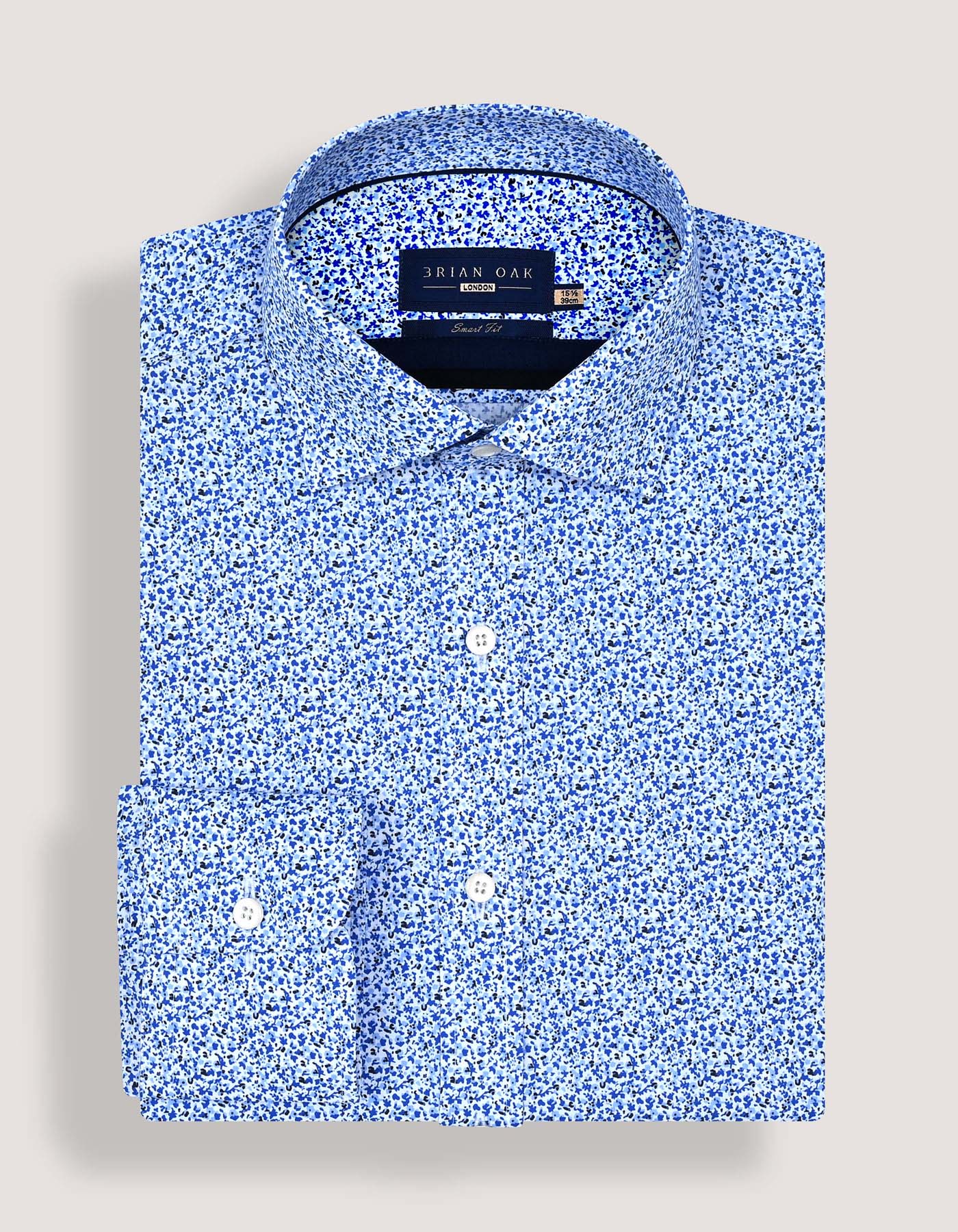 Blue Speckle Print Dress Shirt