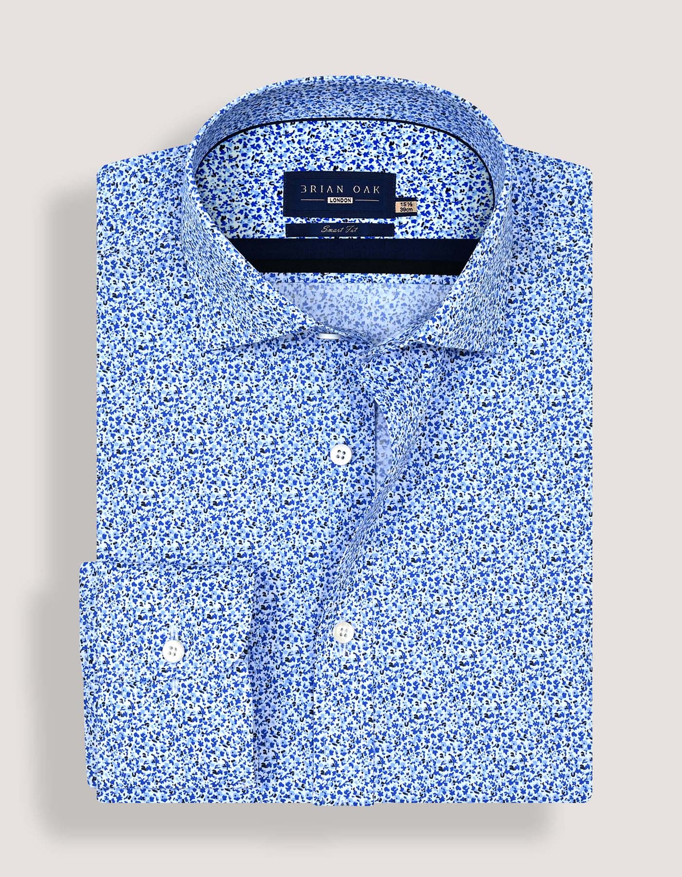 Blue Speckle Print Dress Shirt