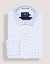 Navy Dotted White Dress Shirt