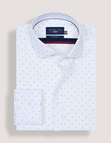Navy Dotted White Dress Shirt