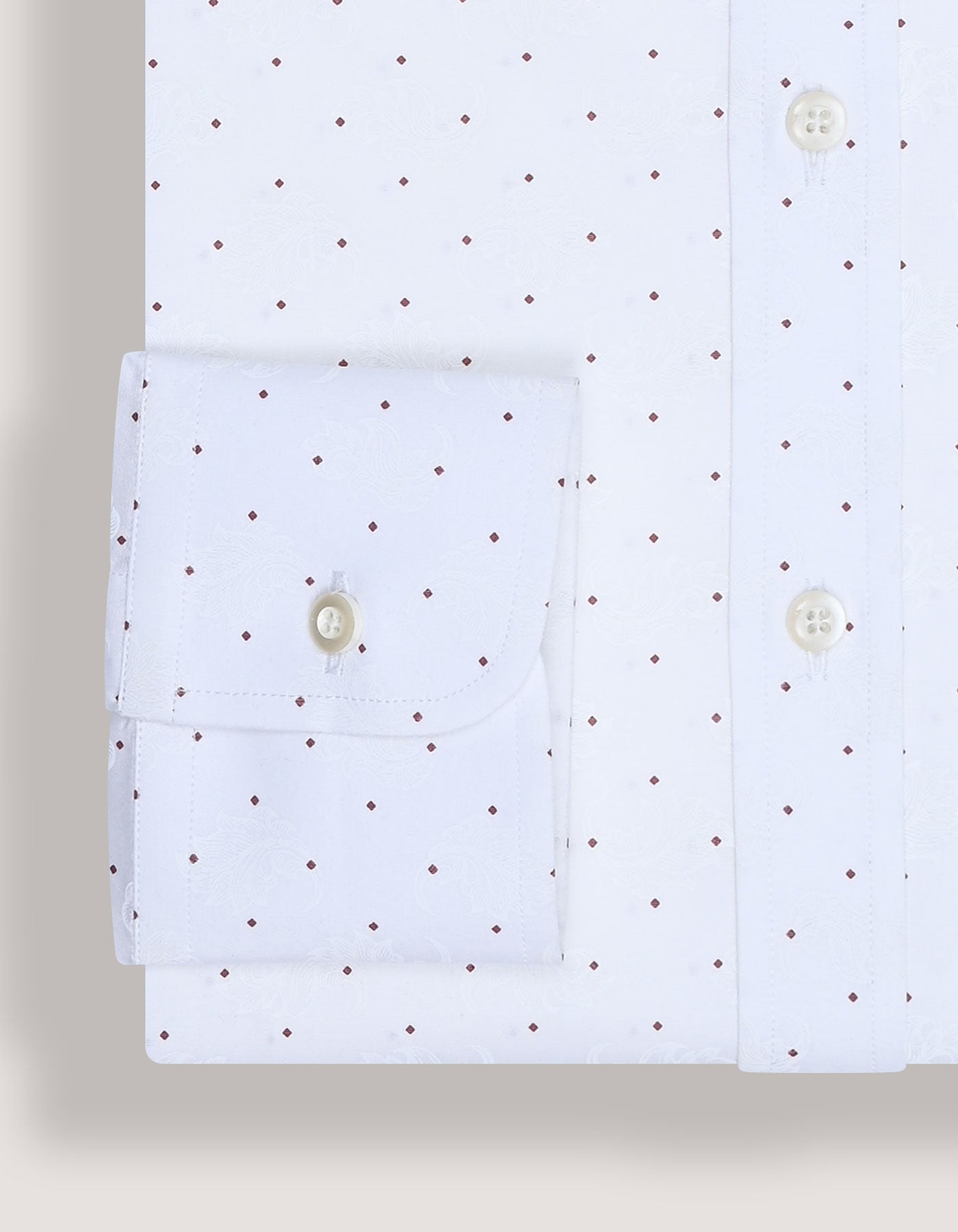 White and Maroon Fine Dot Print Shirt