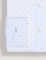 White and Maroon Fine Dot Print Shirt