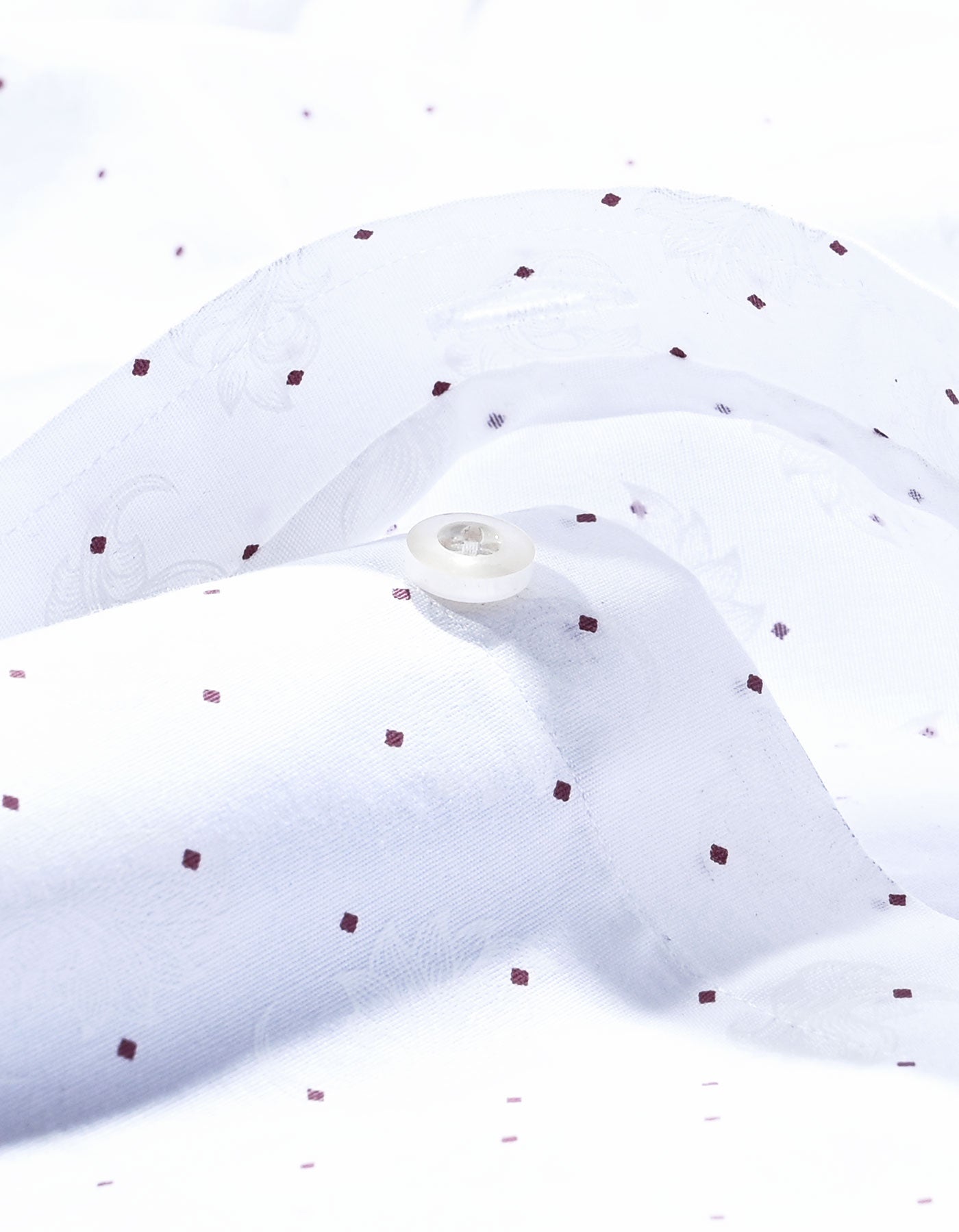 White and Maroon Fine Dot Print Shirt