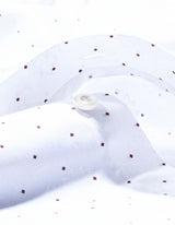 White and Maroon Fine Dot Print Shirt