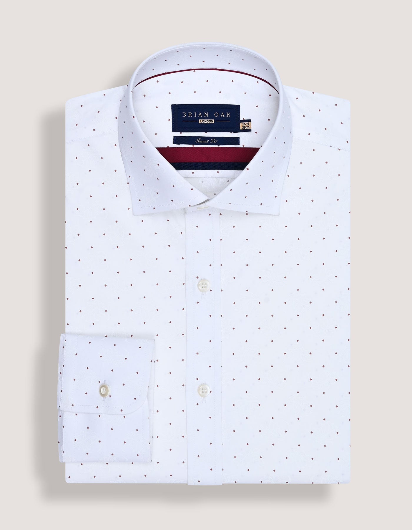 White and Maroon Fine Dot Print Shirt