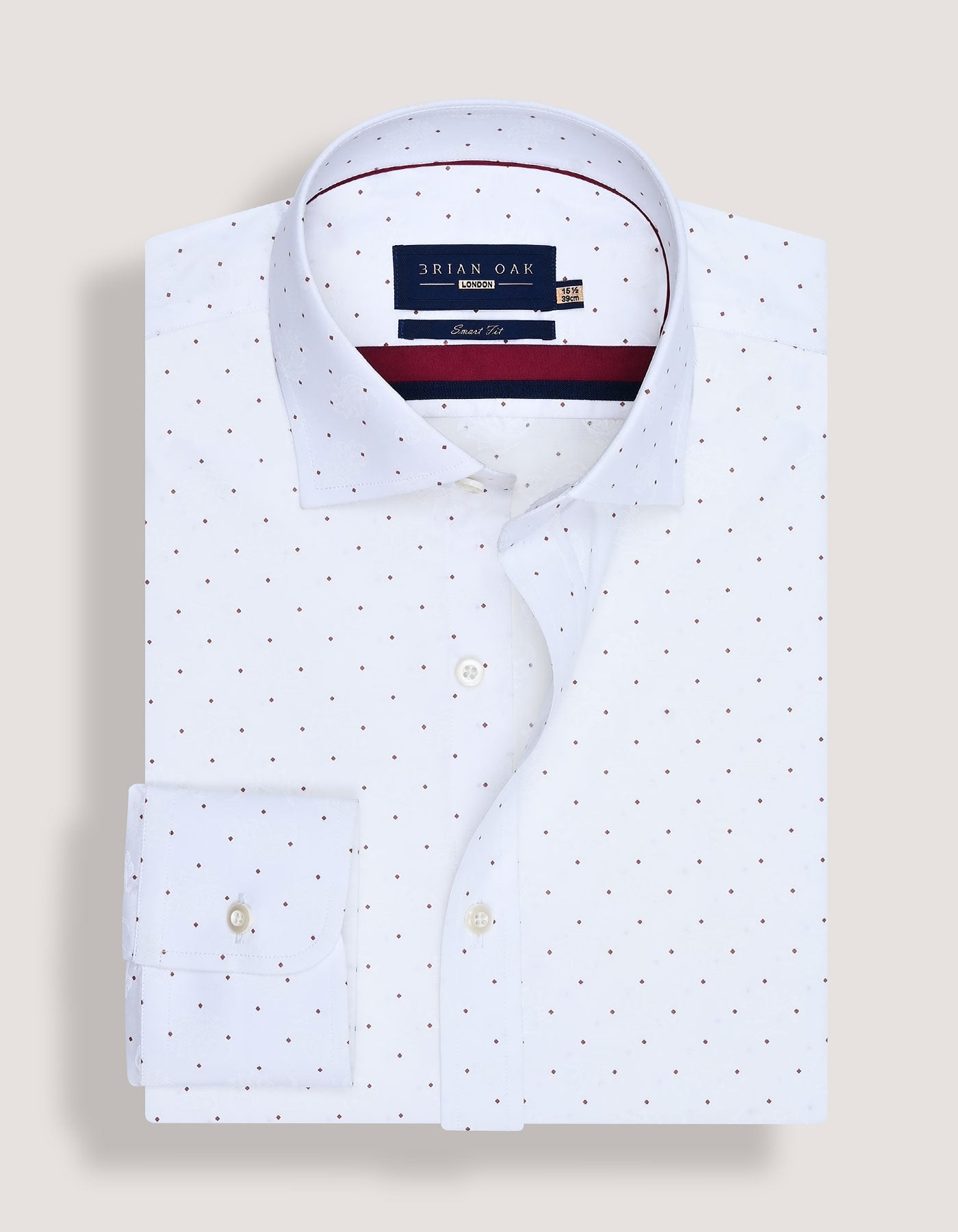 White and Maroon Fine Dot Print Shirt