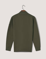 Olive Textured Mock Neck Zipper