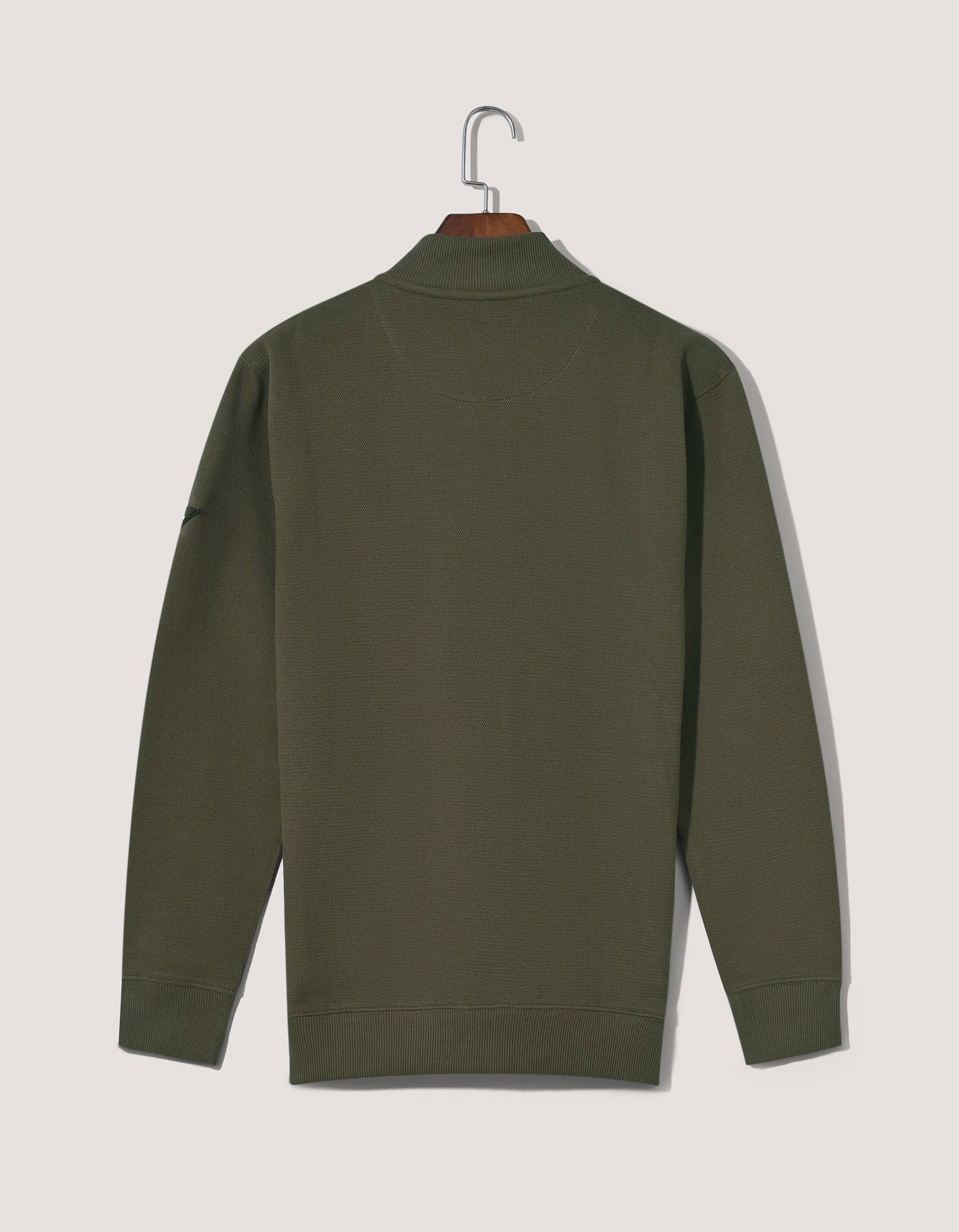 Olive Textured Mock Neck Zipper