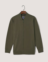 Olive Textured Mock Neck Zipper