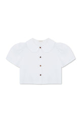 Frances Linen Cropped Blouse  - White - Some sizes are on pre-orders shipping from April 2026