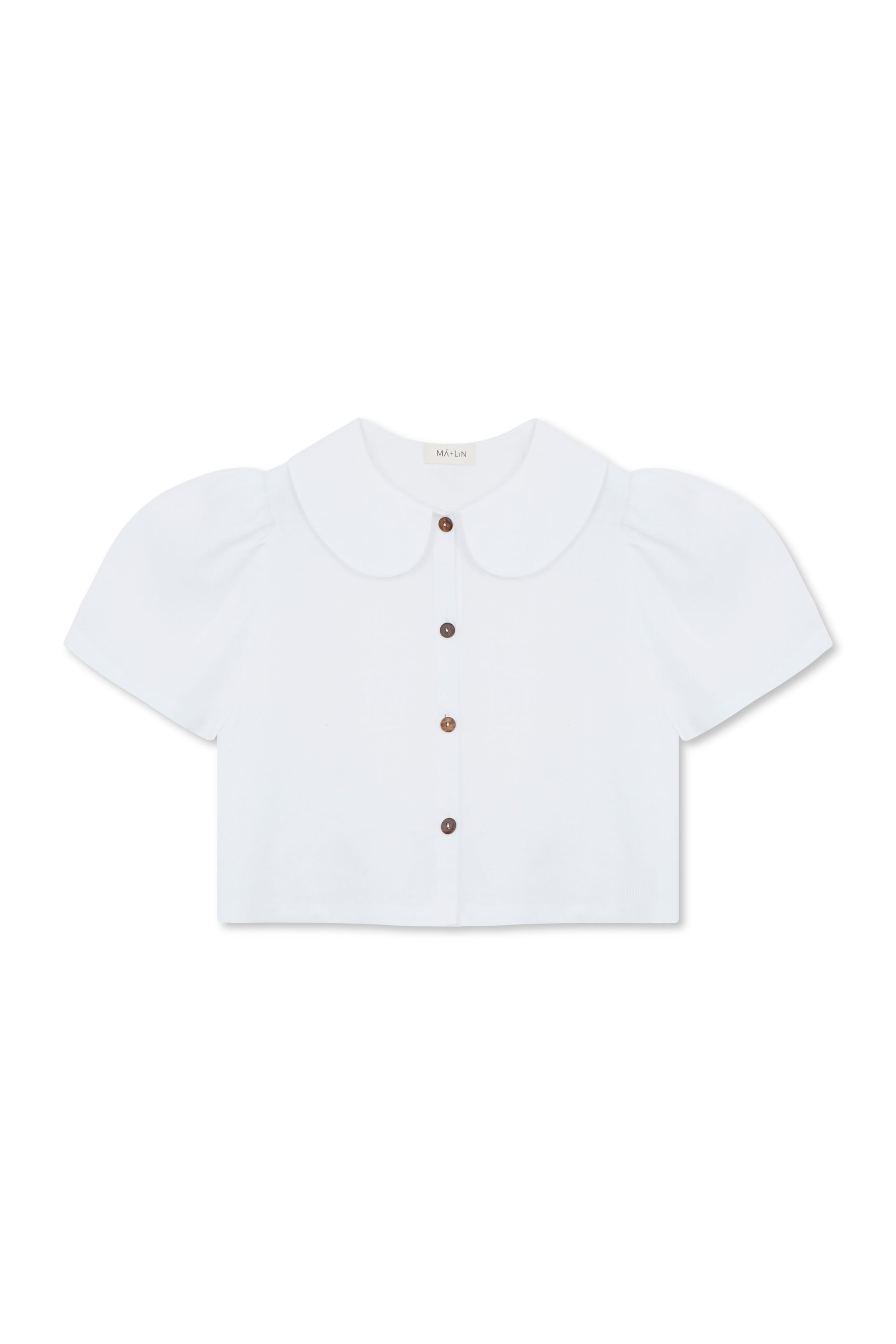Frances Linen Cropped Blouse  - White - Some sizes are on pre-orders shipping from April 2026