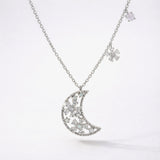 Flora Flower Moon Pendant Necklace | 925 Sterling Silver