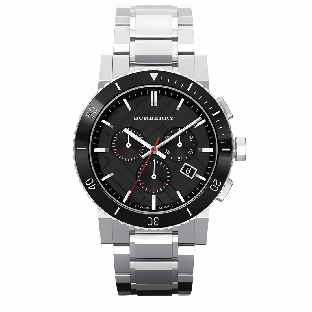 Burberry Men’s Watch Stainless Steel Silver Strap With Black Dial BU9380 The City