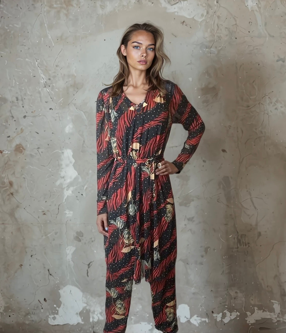 Gorgeous Vintage Virginie - Paris Two Piece Dress & Trousers Set UK 8 - 12