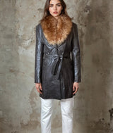 Lovely Original 1970's Vintage Brown Leather & Sheepskin Coat UK 8 - 12