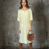 Original 1970's Vintage Cheesecloth Yellow Dress UK 8 - 12