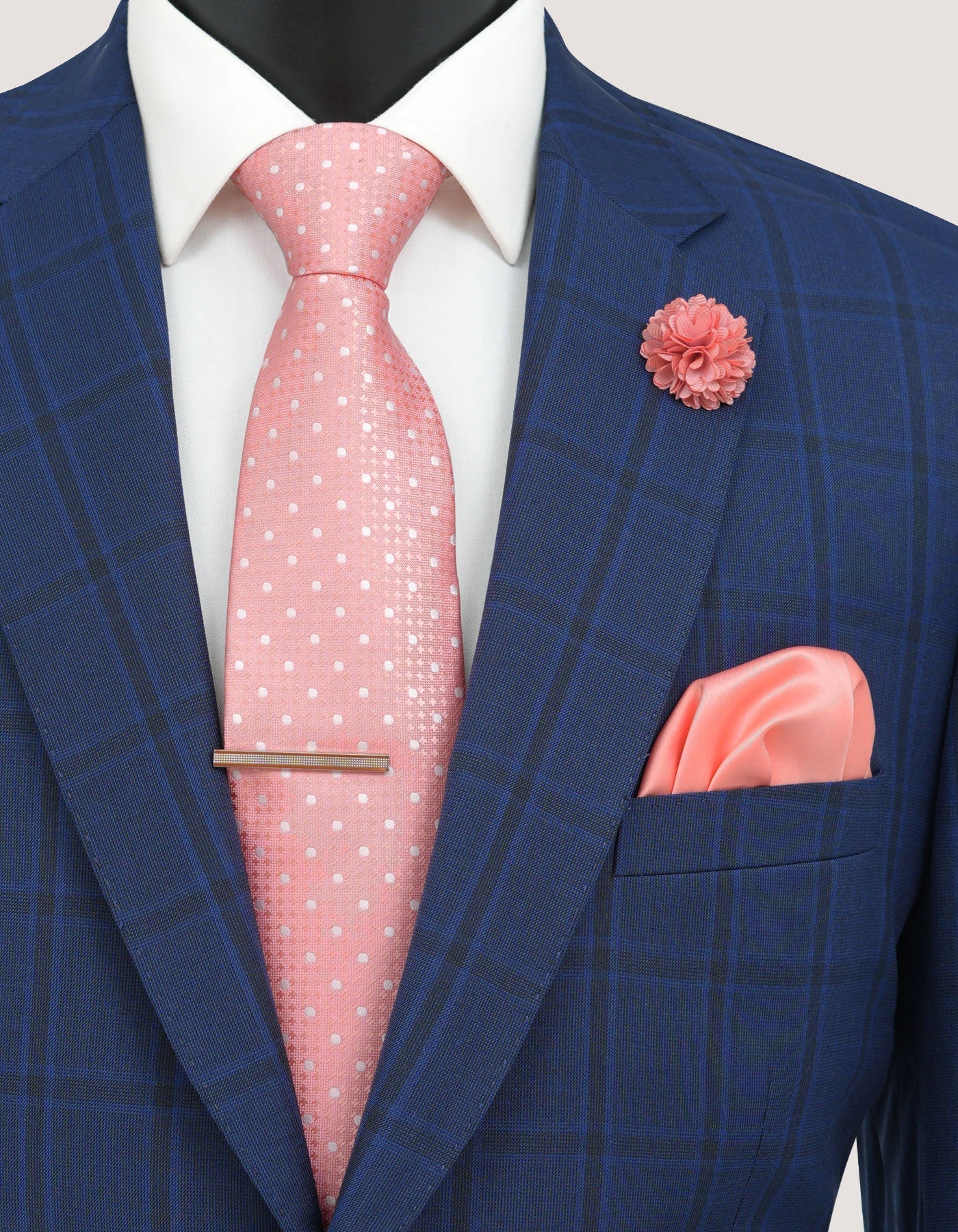 Peach Dotted Men's Tie Set