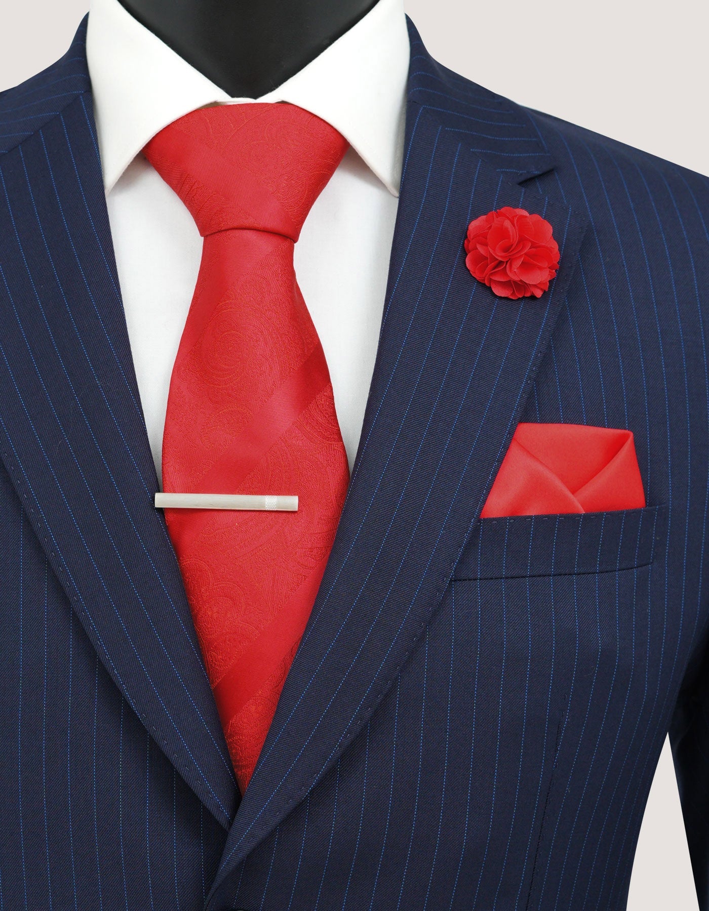 Luxury Striped Tie Set - Red
