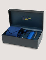 Geometric Patterned Tie Set - Navy