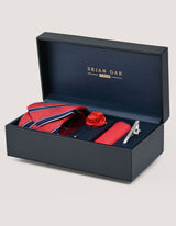 Premium Red Striped Tie Set