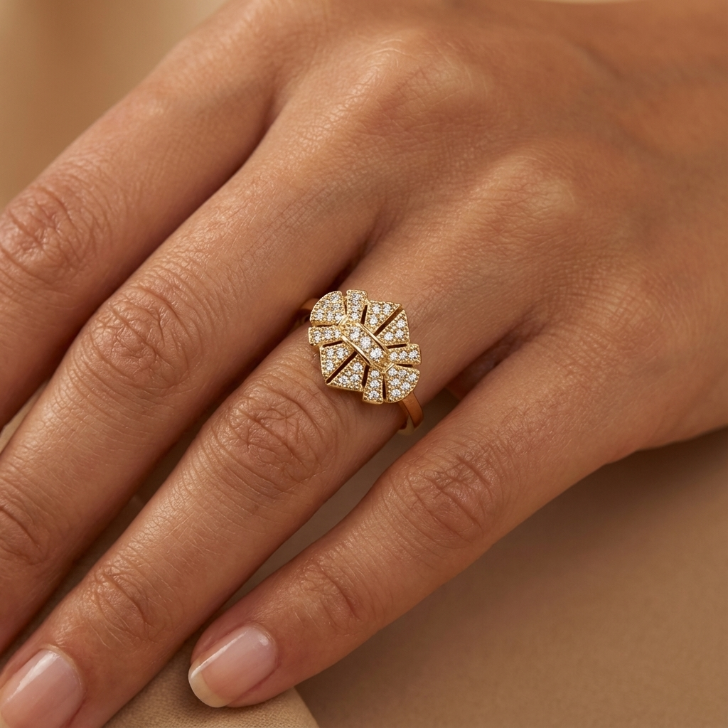 Golden Mosaic Sparkle Ring