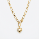 Golden Heart Link Chain Necklace