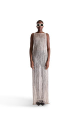 Hand Embroidered Tassel Sheer Dress