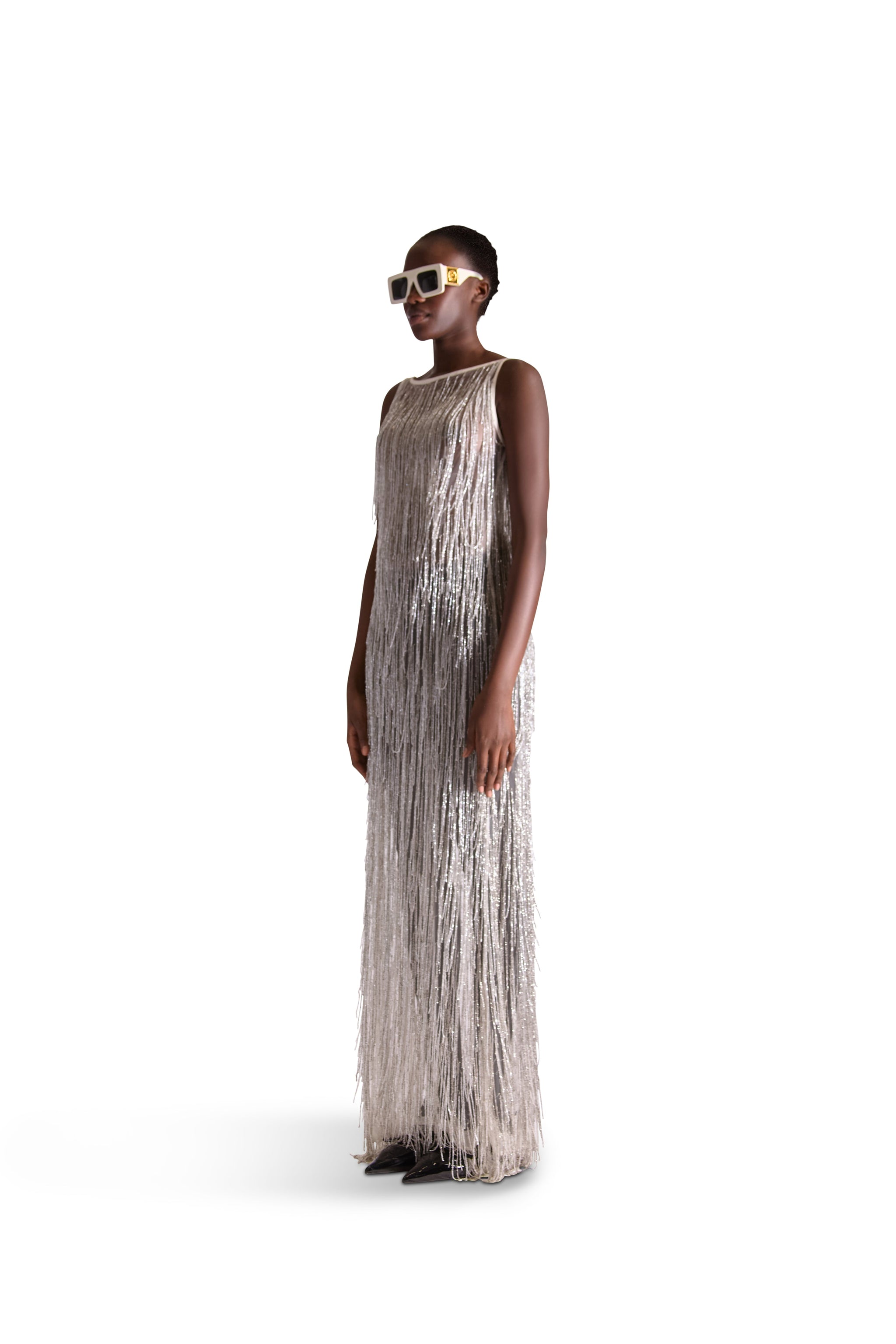 Hand Embroidered Tassel Sheer Dress