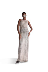 Hand Embroidered Tassel Sheer Dress