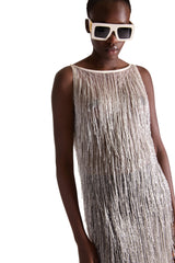 Hand Embroidered Tassel Sheer Dress