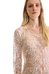 Hand Embroidered Sheer Evening Dress