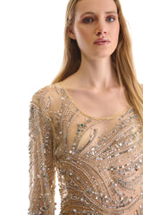 Hand Embroidered Beaded Evening Dress