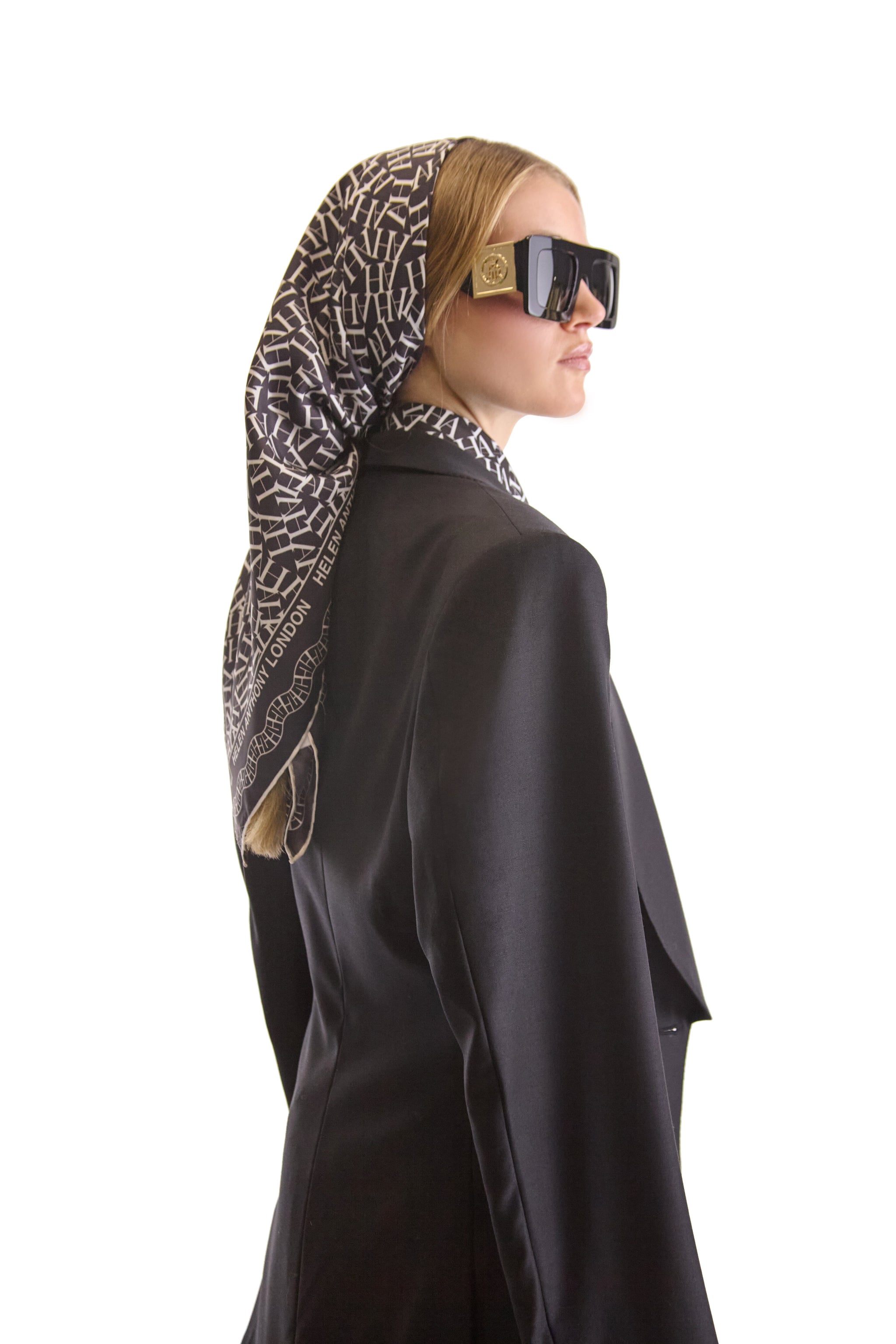 Helen Anthony Initial Twill Silk Scarf