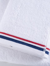Pure Cotton Brand Stripe Towel in Bright White