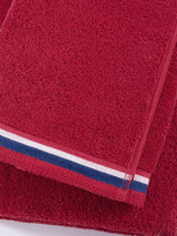 Pure Cotton Brand Stripe Towel in Haute Red
