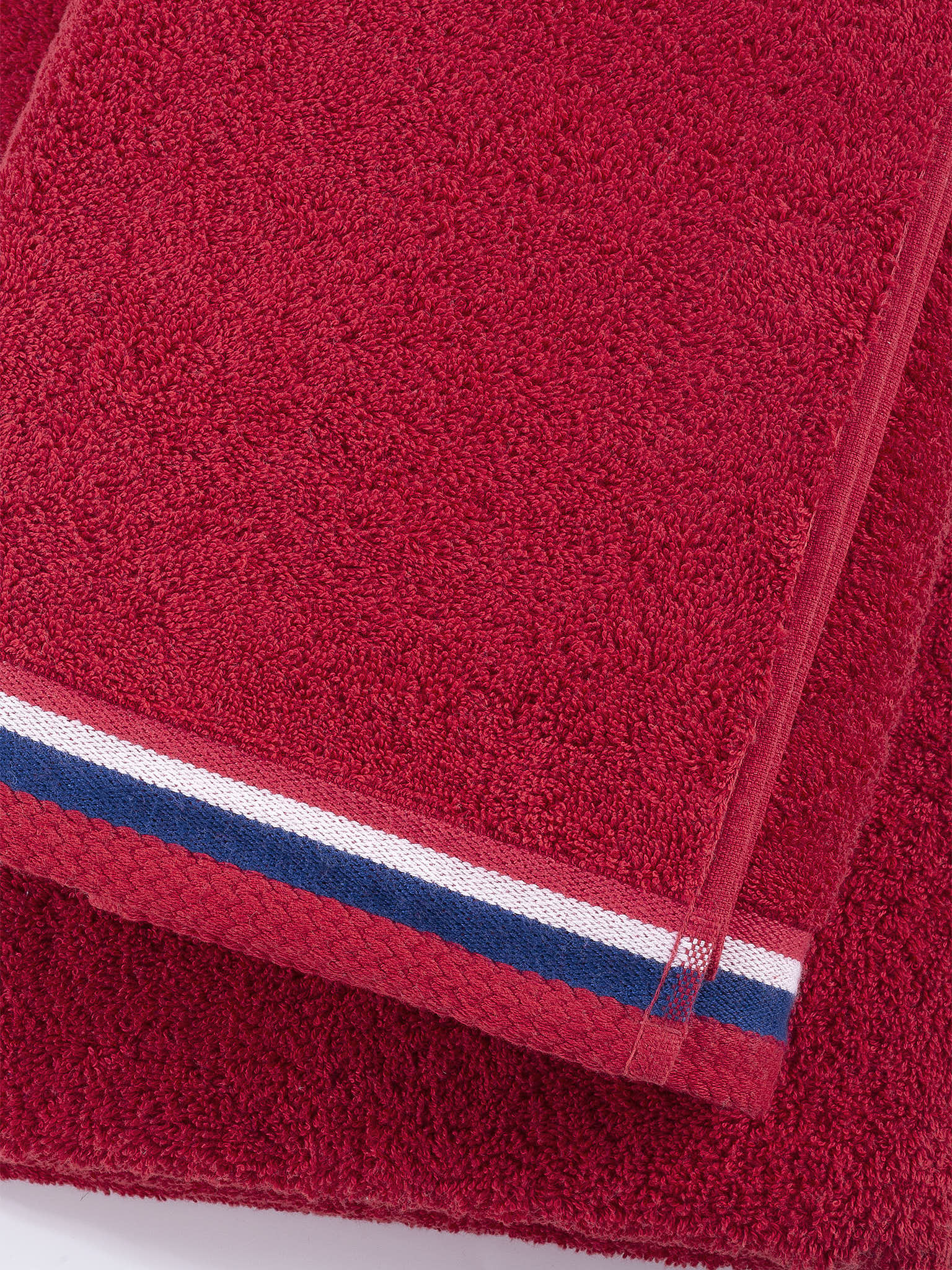Pure Cotton Brand Stripe Towel in Haute Red