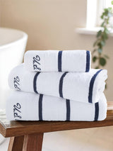Pure Cotton Satin Stripe Towel in Bright White