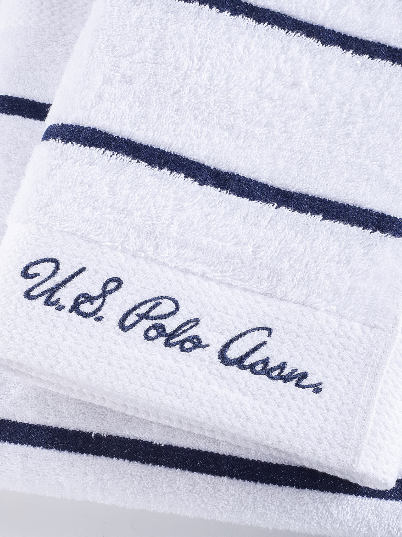 Pure Cotton Satin Stripe Towel in Bright White