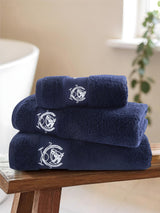 Pure Cotton Horse Crest Towel in Navy Iris