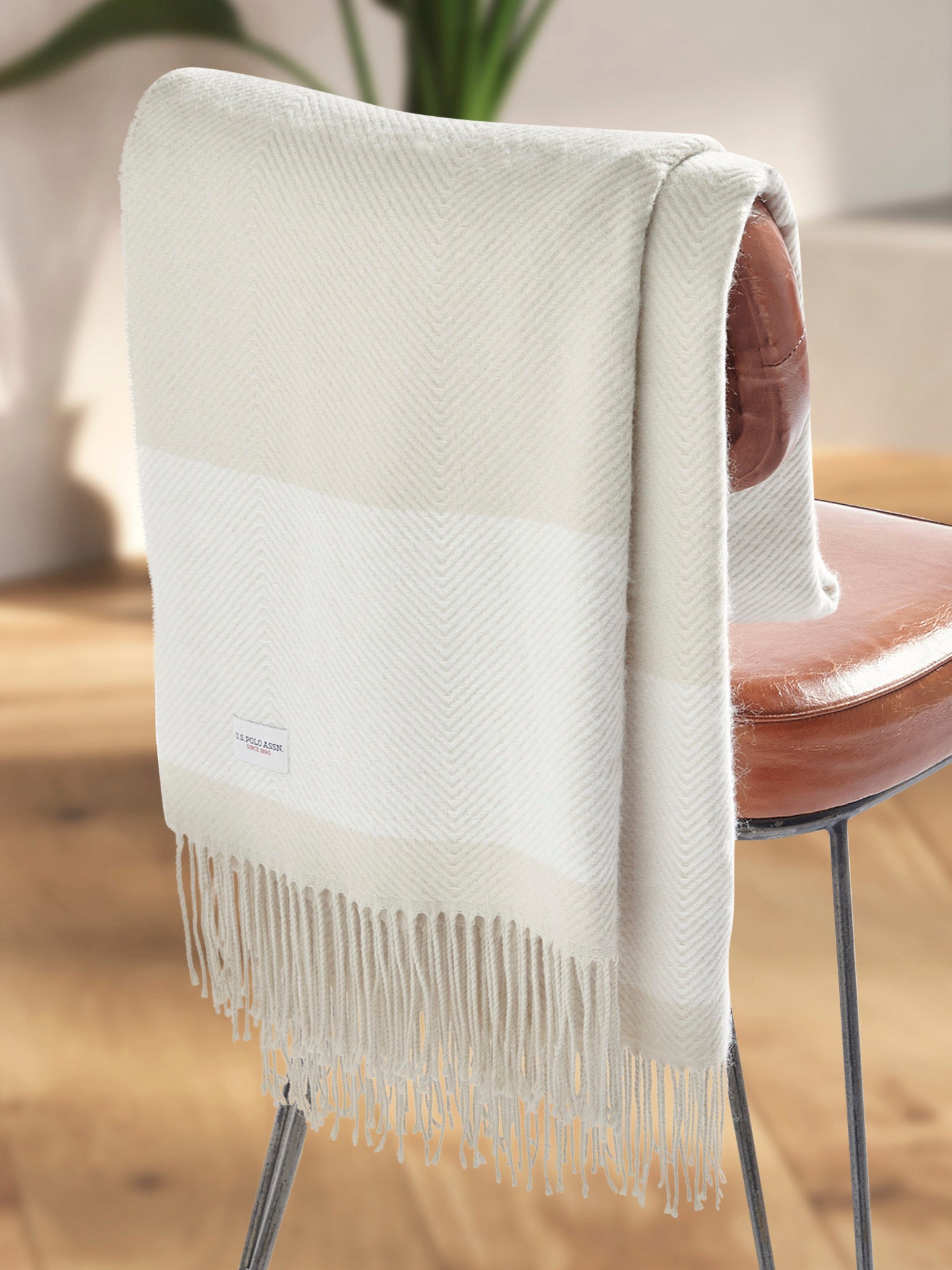Tonal Herringbone Boxed Throw Vapor Blue
