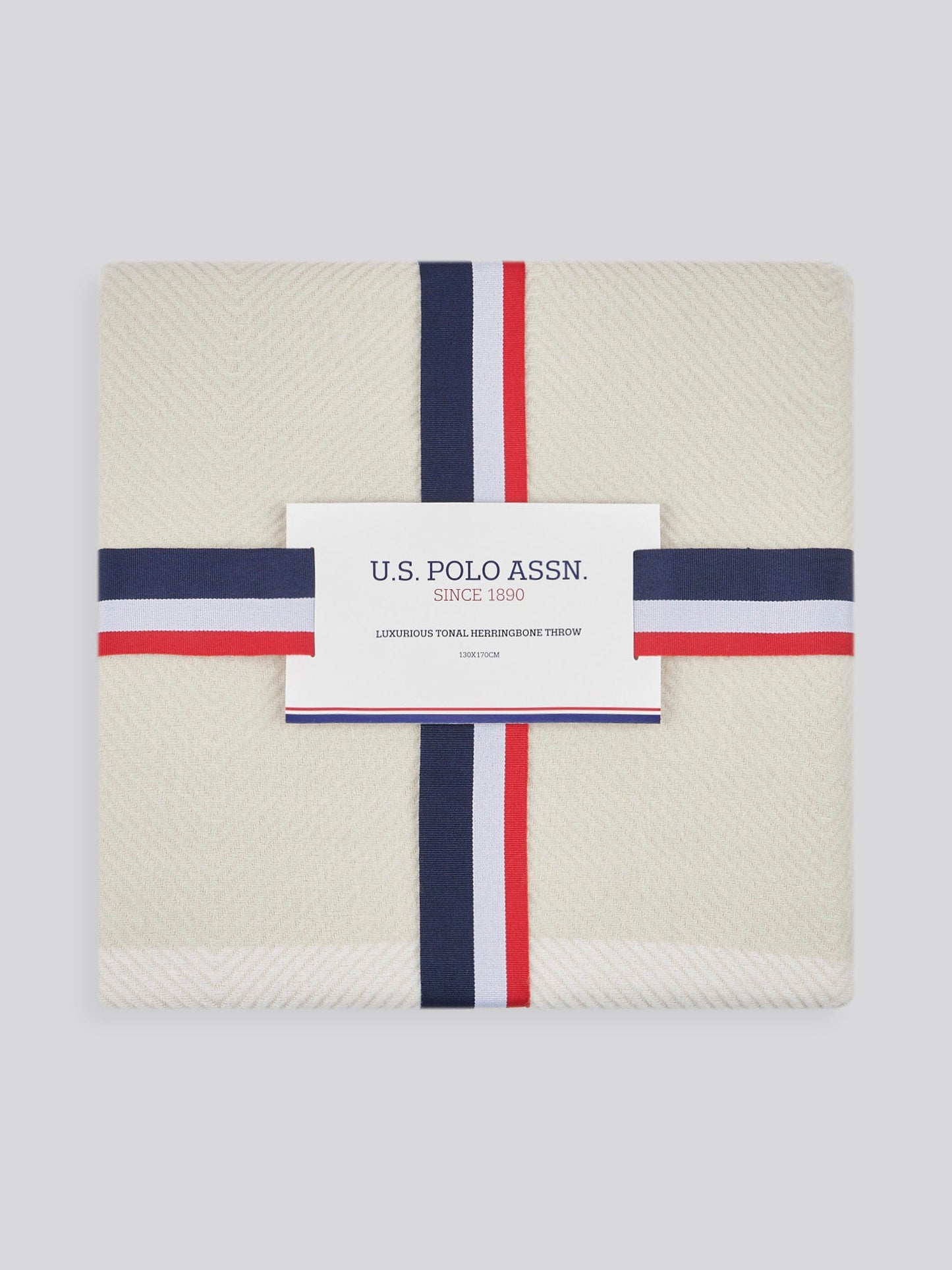 Tonal Herringbone Boxed Throw Vapor Blue